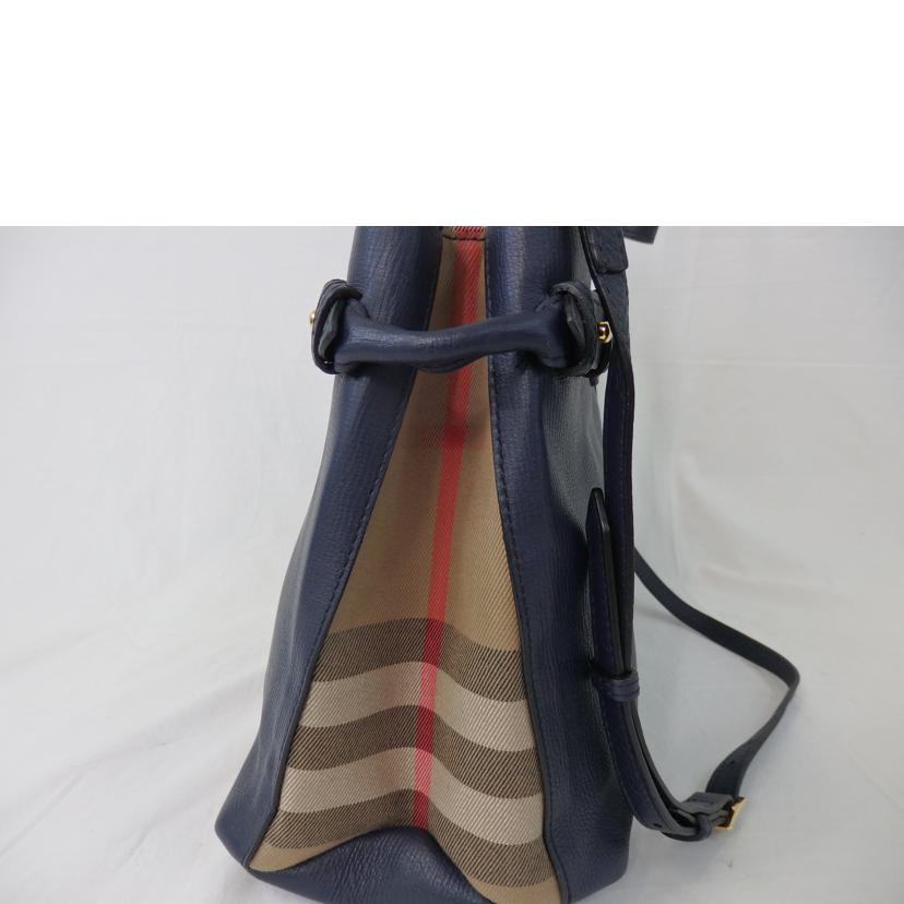 BURBERRY バーバリー/レザー2wayハンドバッグ/紺/サイドチェック//Aランク/84