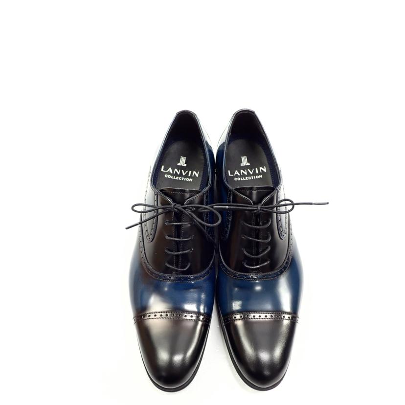 LANVIN ランバン/ブラックシャイニーバイカラーコンビ オックスフォード ドレスシューズ/083305//25.0cm/Aランク/62