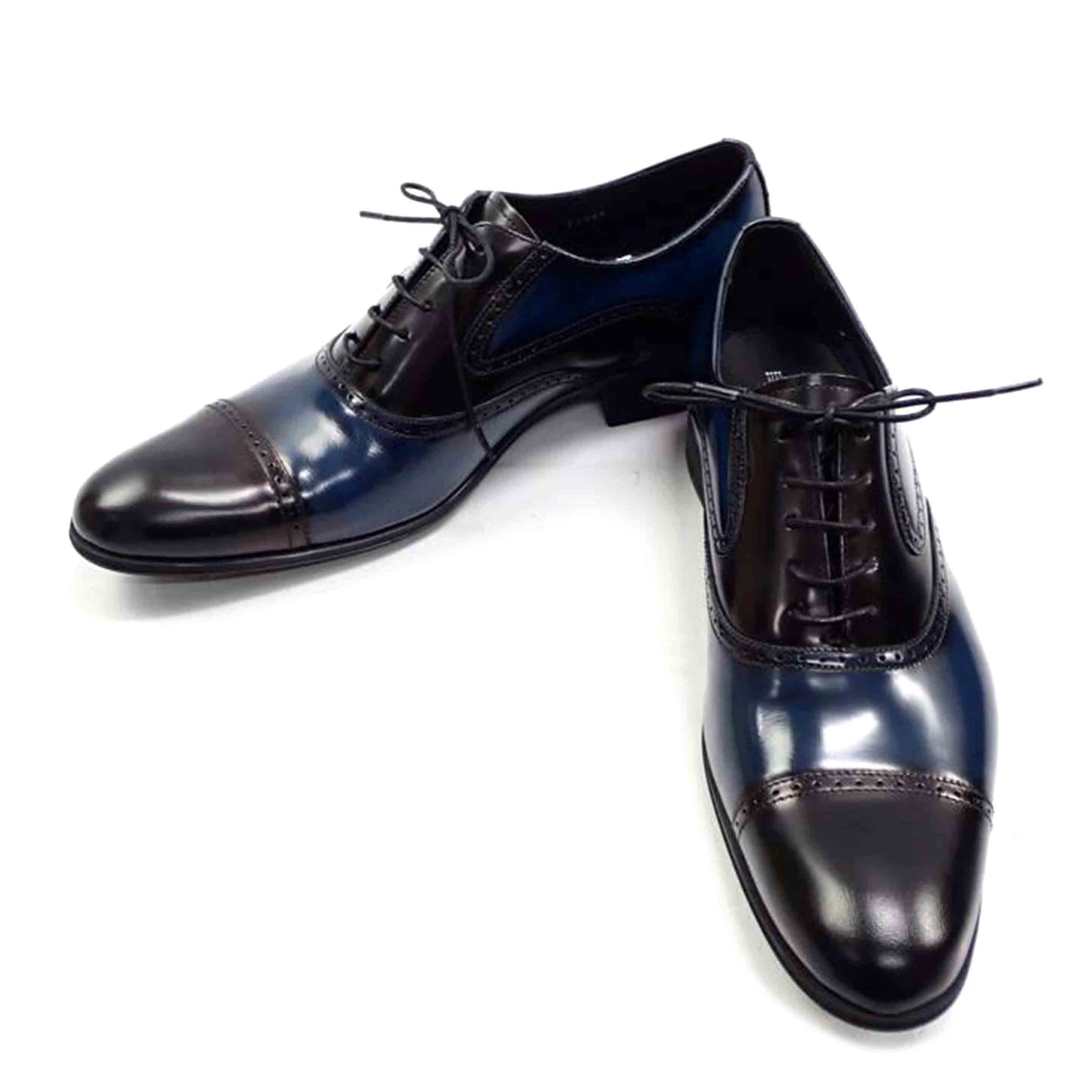 LANVIN ランバン/ブラックシャイニーバイカラーコンビ オックスフォード ドレスシューズ/083305//25.0cm/Aランク/62