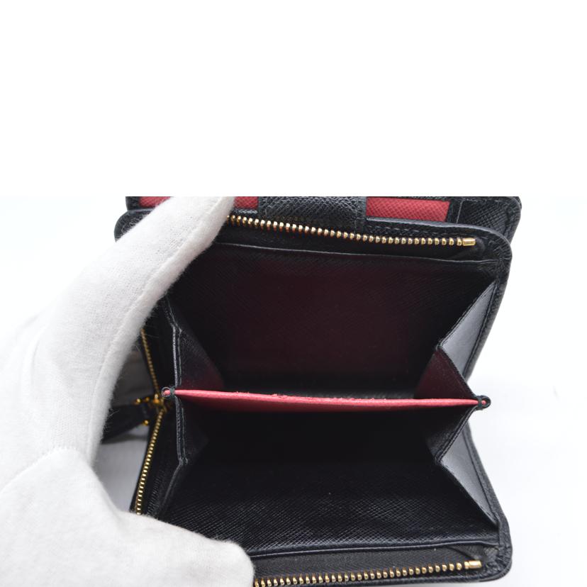 PRADA プラダ/サフィアーノメタルコンパクトレザー財布/ネロ/1ML018//230**/ABランク/89