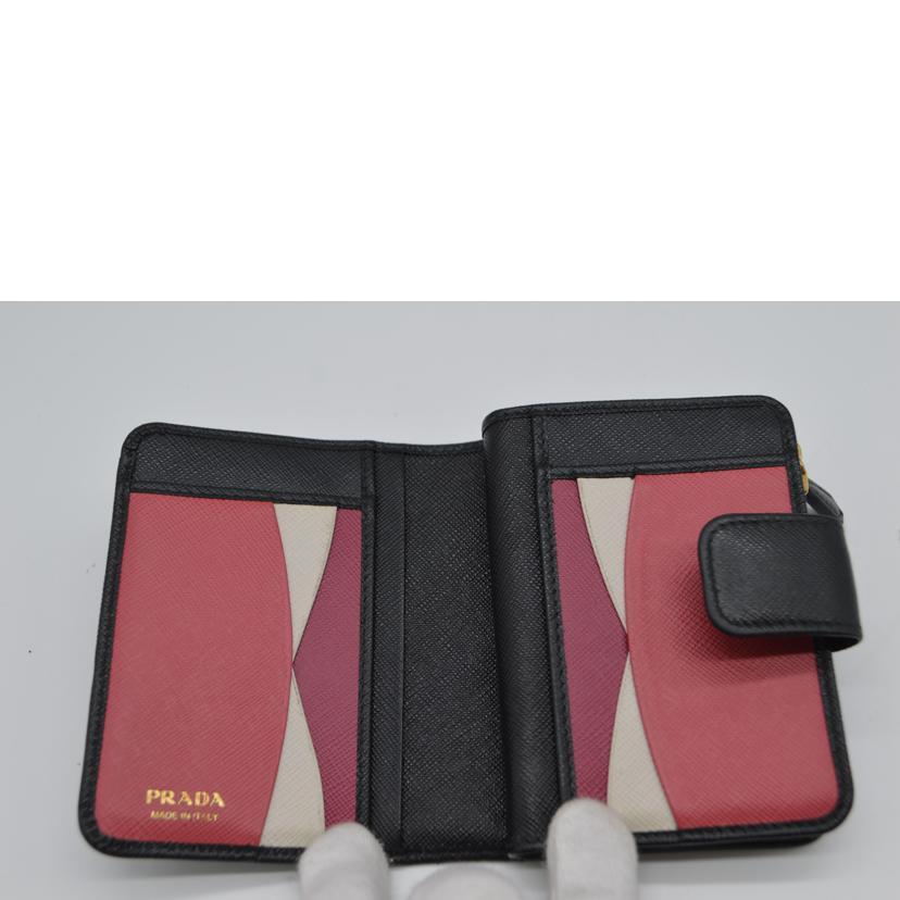 PRADA プラダ/サフィアーノメタルコンパクトレザー財布/ネロ/1ML018//230**/ABランク/89