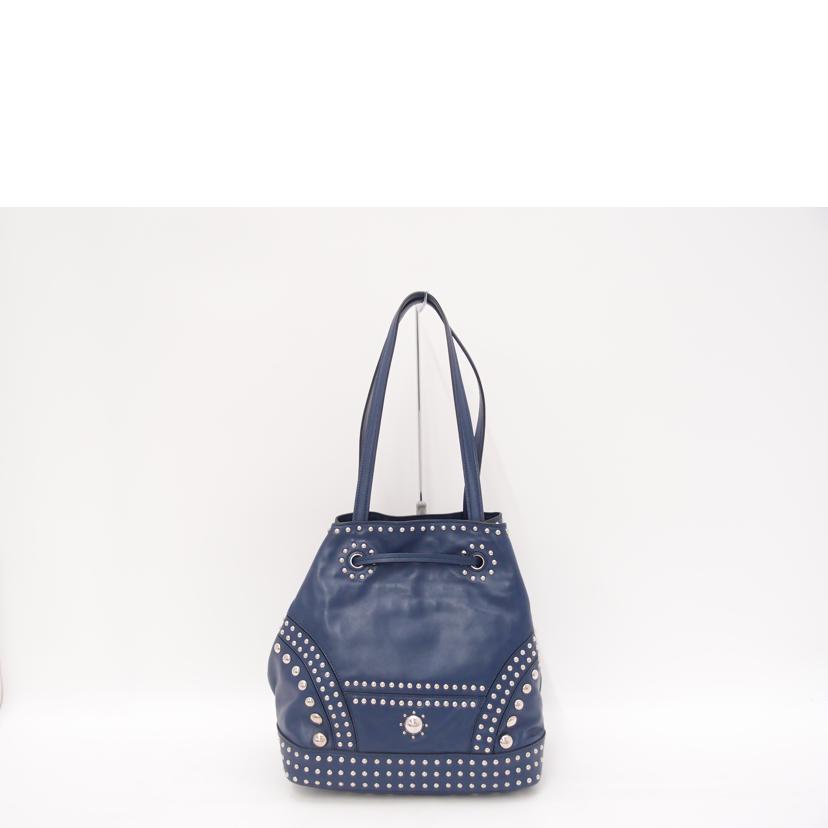 PRADA プラダ/レザースタッズフリンジドローストリングトート/ブルー/B5061M//8/Aランク/69