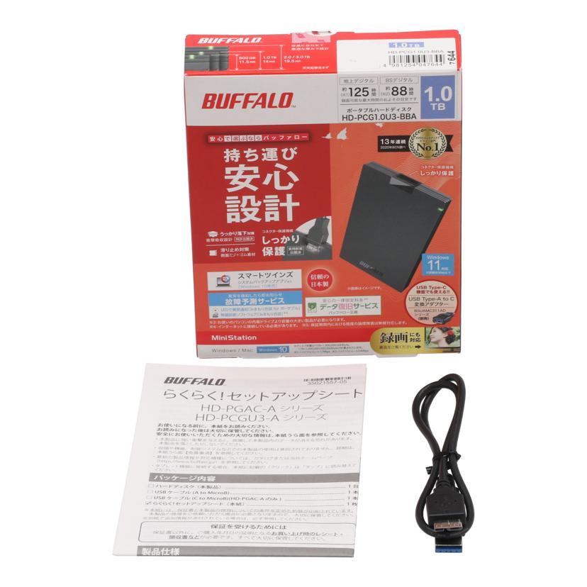 BUFFALO バッファロー /ポータブルHDD 1TB/HD-PCG1.0U3-BBA//40476450230041/ABランク/75