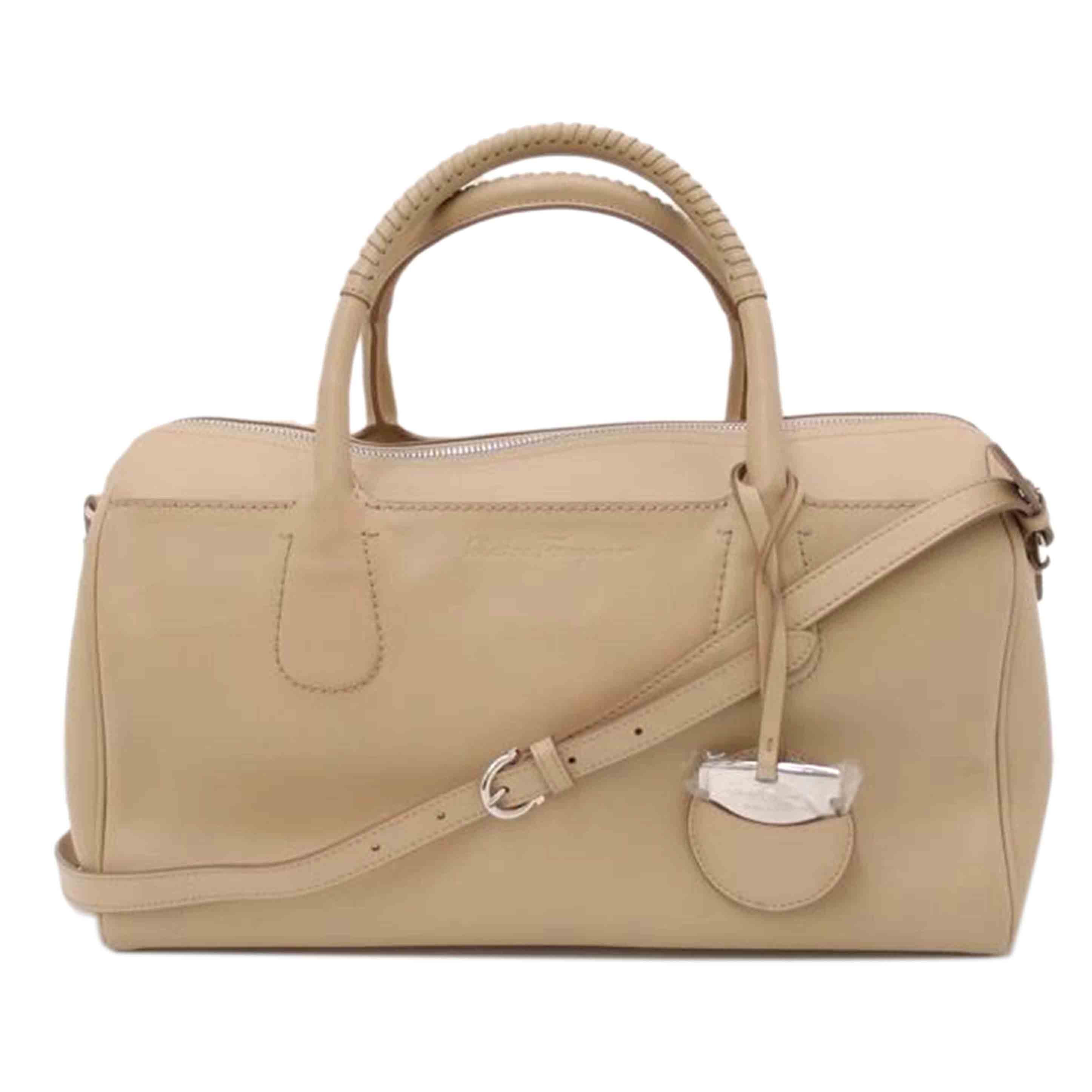 Ferragamo フェラガモ/レザー2wayボストン/ベージュ/AU-21//E96*/SAランク/69