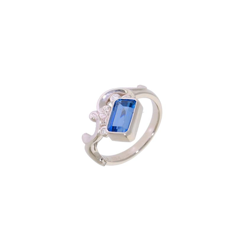 /◎PT900アクワマリンダイヤリング1.65/D0.04ct中ソ//Aランク/59