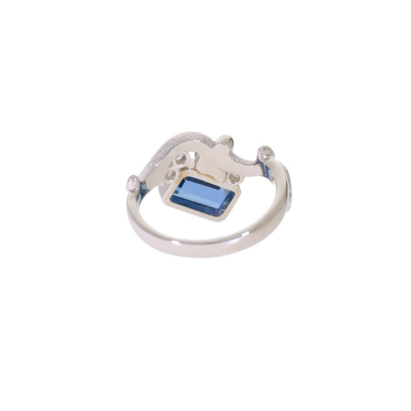 /◎PT900アクワマリンダイヤリング1.65/D0.04ct中ソ//Aランク/59