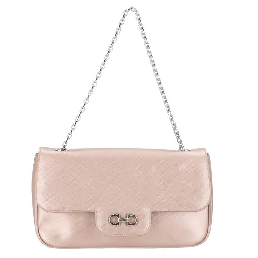 Salvatore Ferragamo サルヴァトーレ フェラガモ/ガンチーニ チェーン ショルダーバッグ/ベージュ/AU-21//B72*/ABランク/75