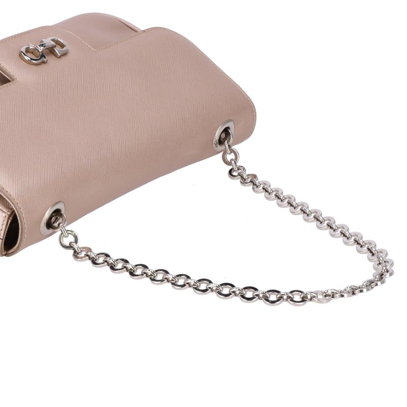 Salvatore Ferragamo サルヴァトーレ フェラガモ/ガンチーニ チェーン ショルダーバッグ/ベージュ/AU-21//B72*/ABランク/75