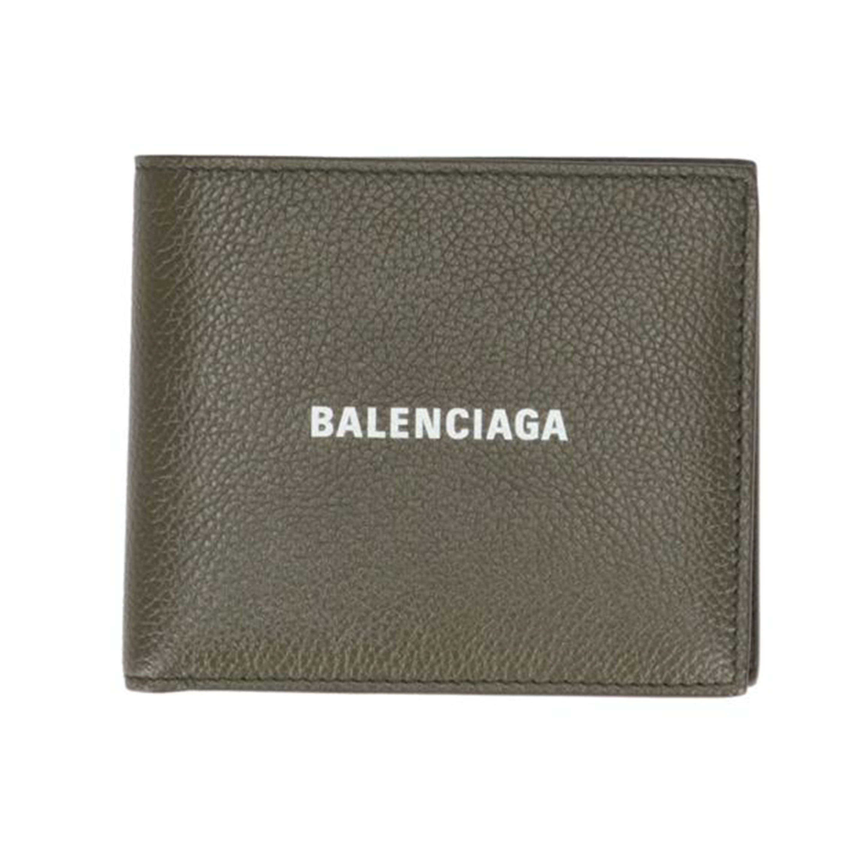 BALENCIAGA バレンシアガ/バレンシアガロゴレザー二つ折り財布/カーキ/594315//ABランク/75