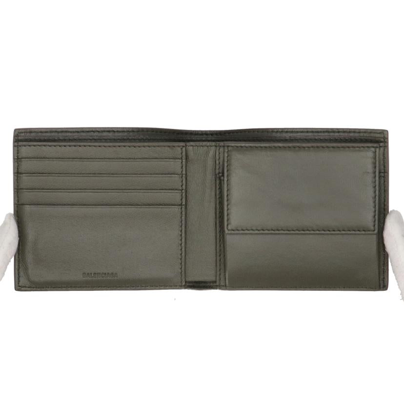 BALENCIAGA バレンシアガ/バレンシアガロゴレザー二つ折り財布/カーキ/594315//ABランク/75