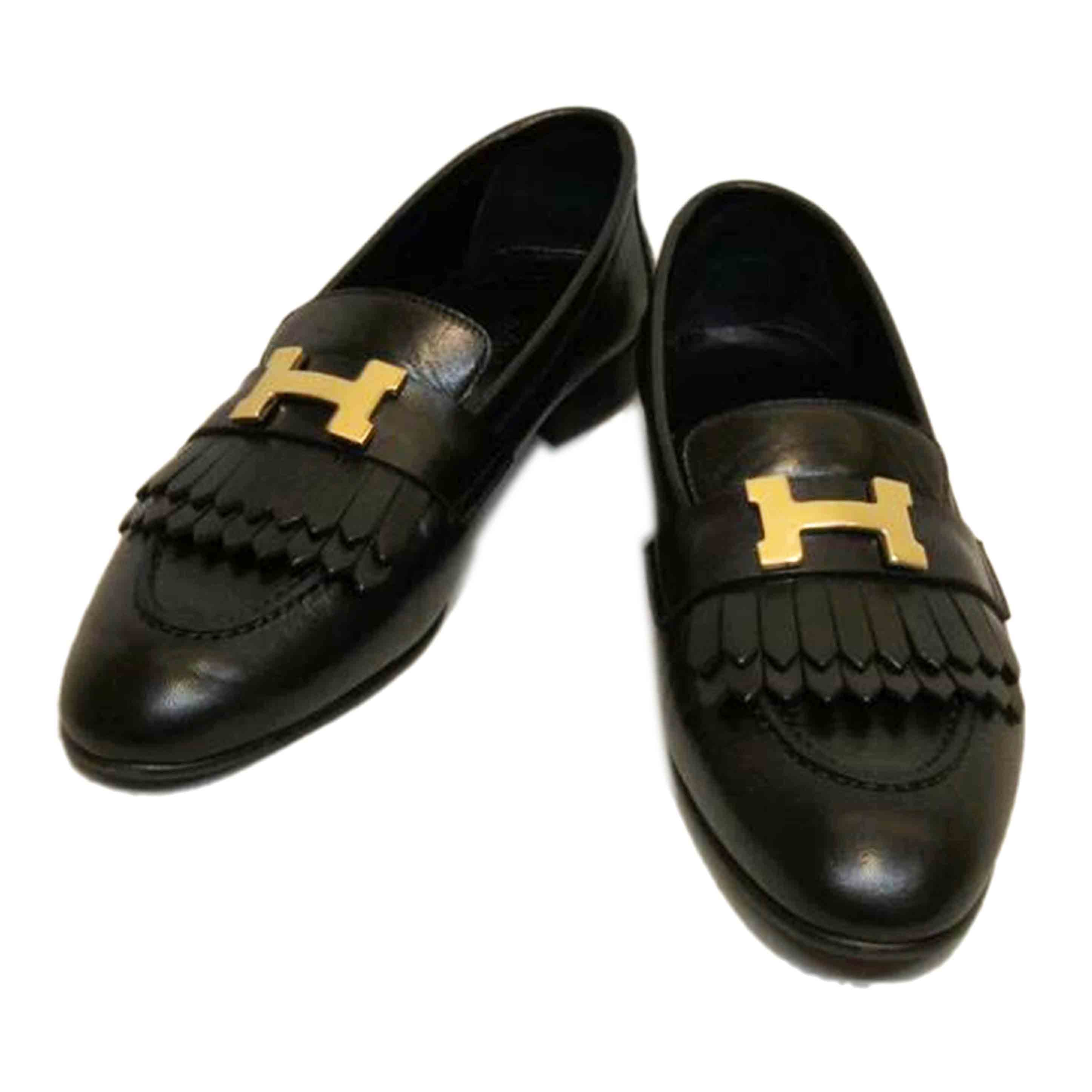 HERMES エルメス/ロワイヤルローファーブラックゴールド金具/Hローファー//Aランク/92