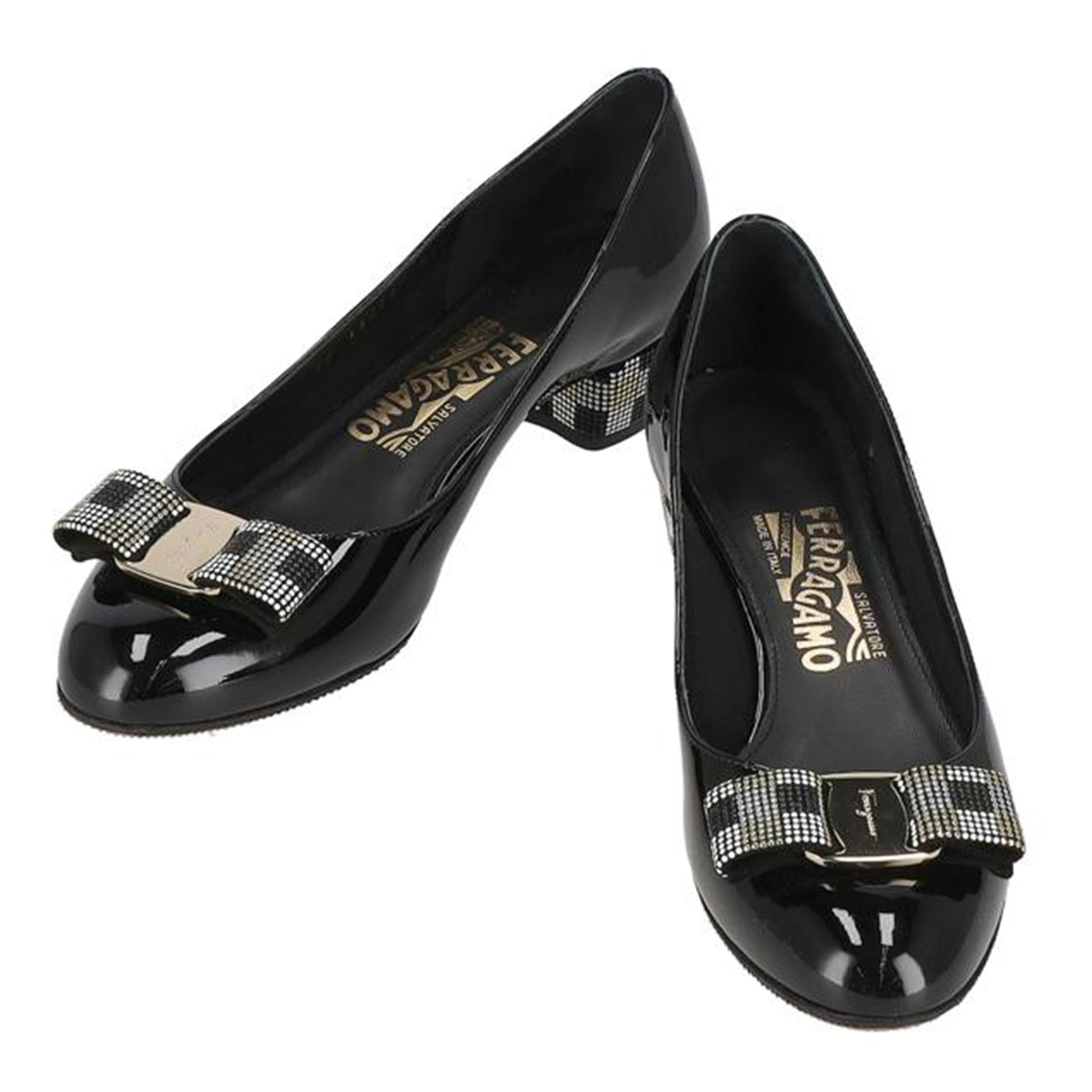 Ferragamo フェラガモ/ヴァラチェックパンプス/13270//サイズ:6 1/2/Aランク/91