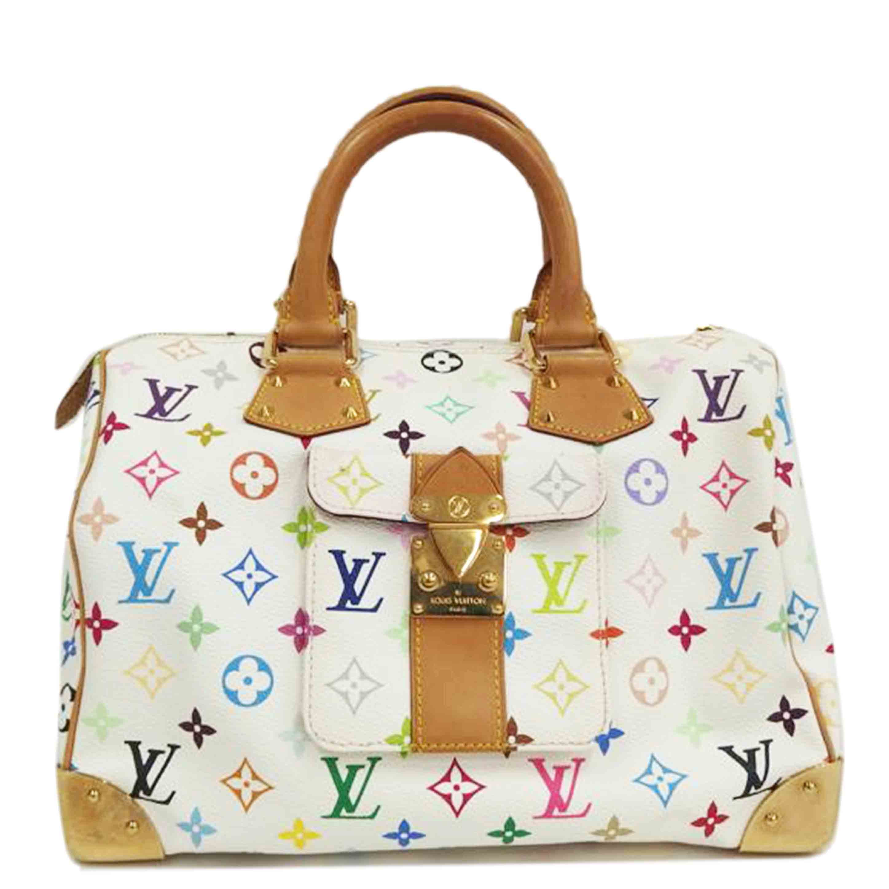 LV ルイヴィトン/スピーディ 30/マルチカラー/白/M92643//SP1***/ABランク/82