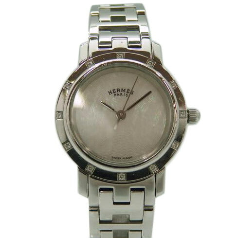 HERMES エルメス/クリッパー・ナクレ/ホワイトシェル/ベゼルダイヤ/クォーツ/CL4.230//229****/ABランク/82