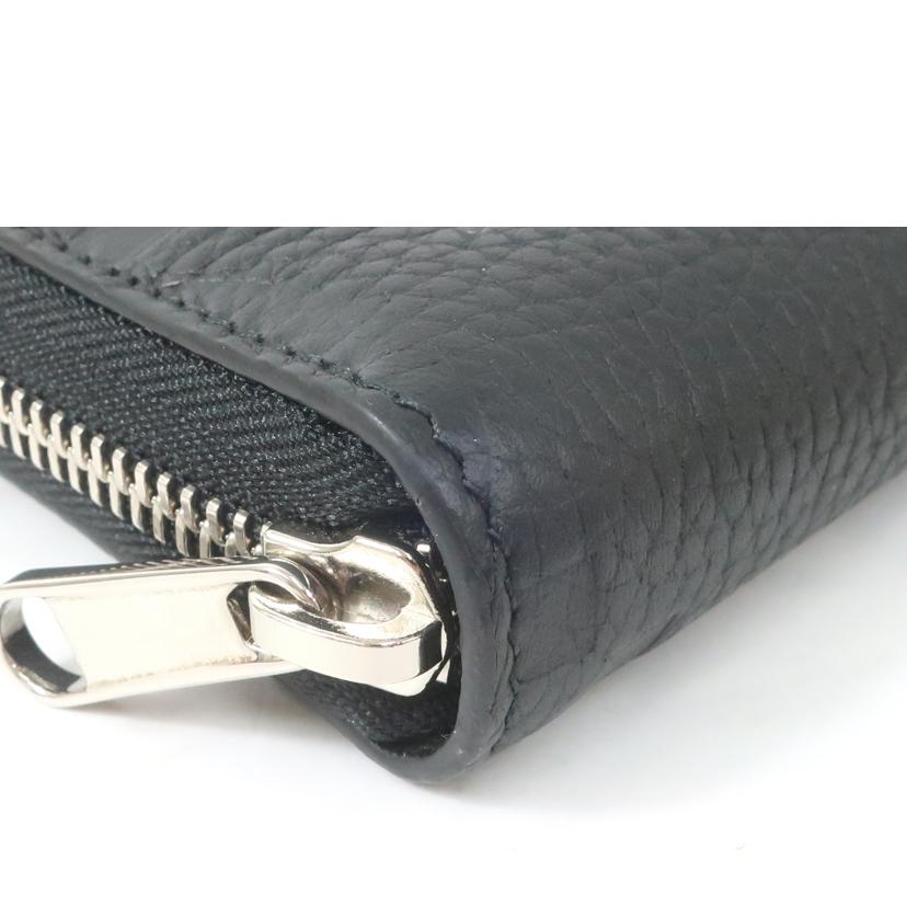 GUCCI グッチ/レザー ラウンドファスナー長財布 型押し ブラック/739484//Aランク/65
