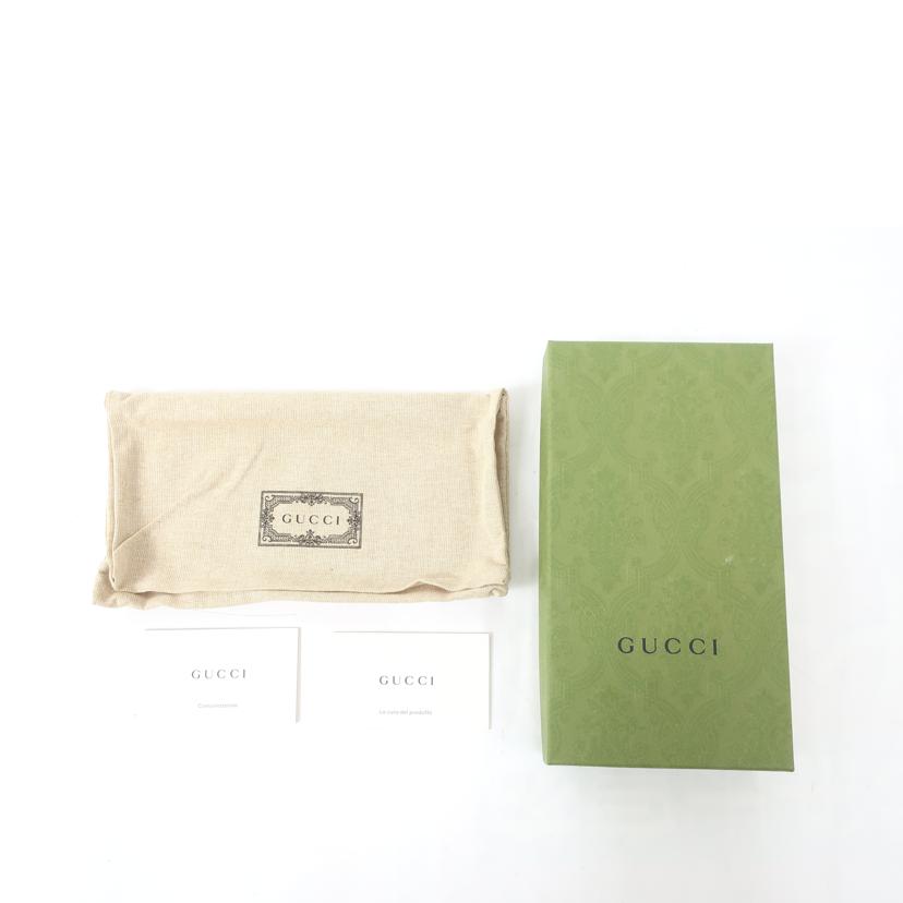 GUCCI グッチ/レザー ラウンドファスナー長財布 型押し ブラック/739484//Aランク/65