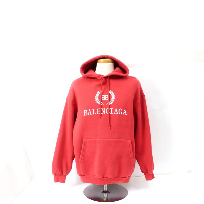 BALENCIAGA バレンシアガ/ロゴフーディ パーカー Sサイズ レッド 赤//ABランク/65