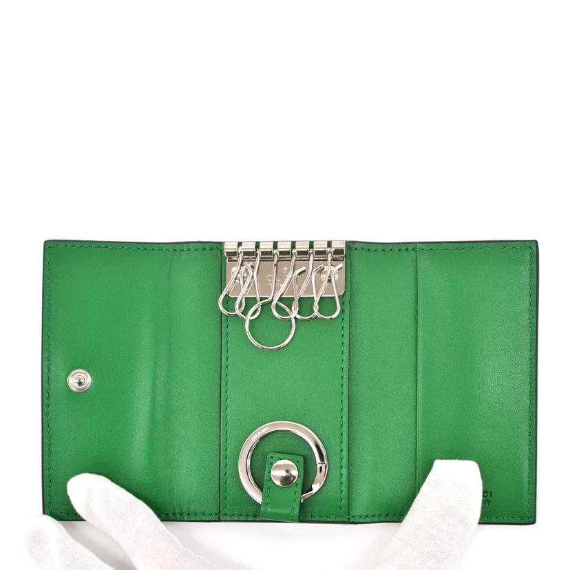 GUCCI グッチ/GGエンボスレザー6連キーケース/グリーン/625565//114*/SAランク/75