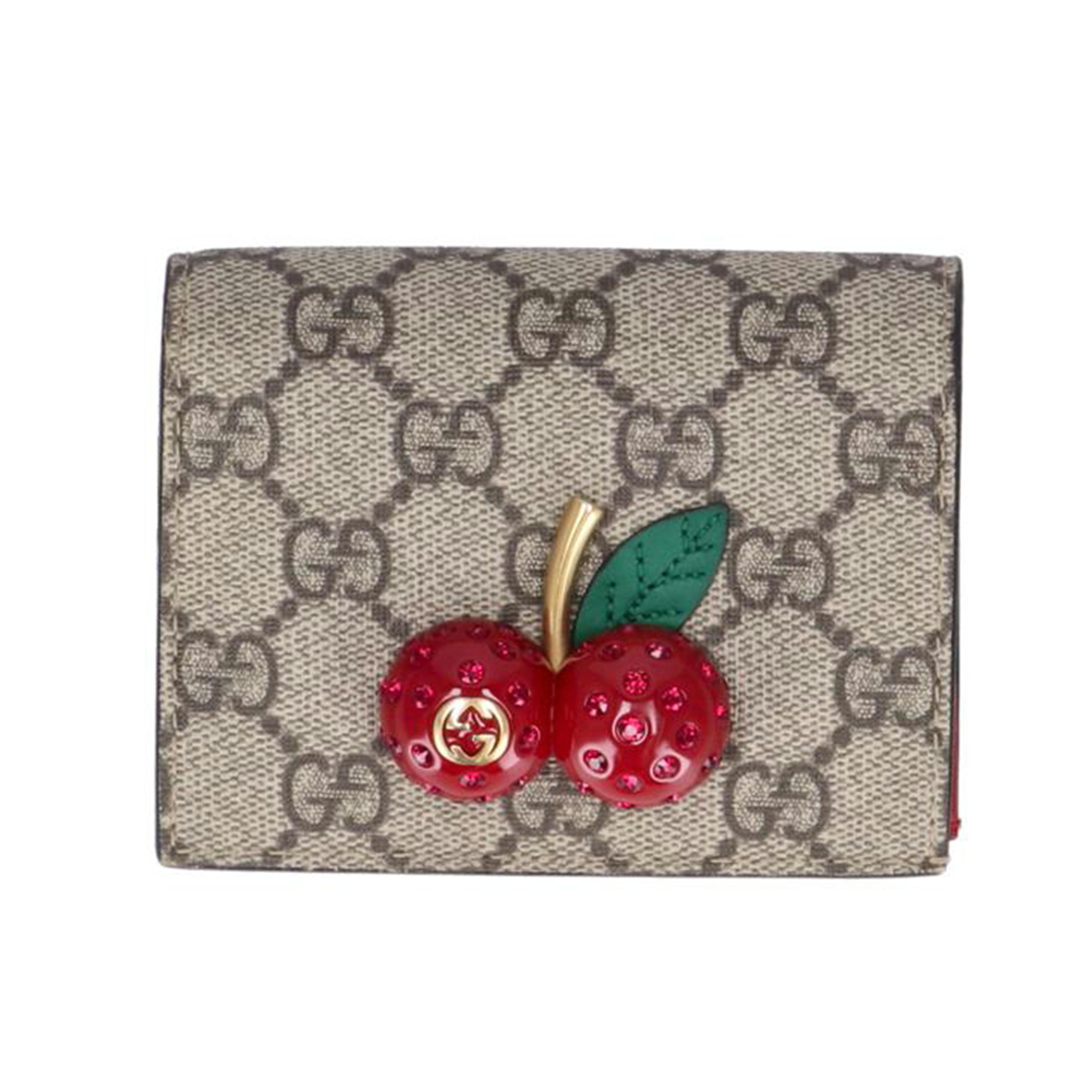 GUCCI グッチ/GGスプリーム コンパクトウォレット チェリー/476050//114*/Aランク/01