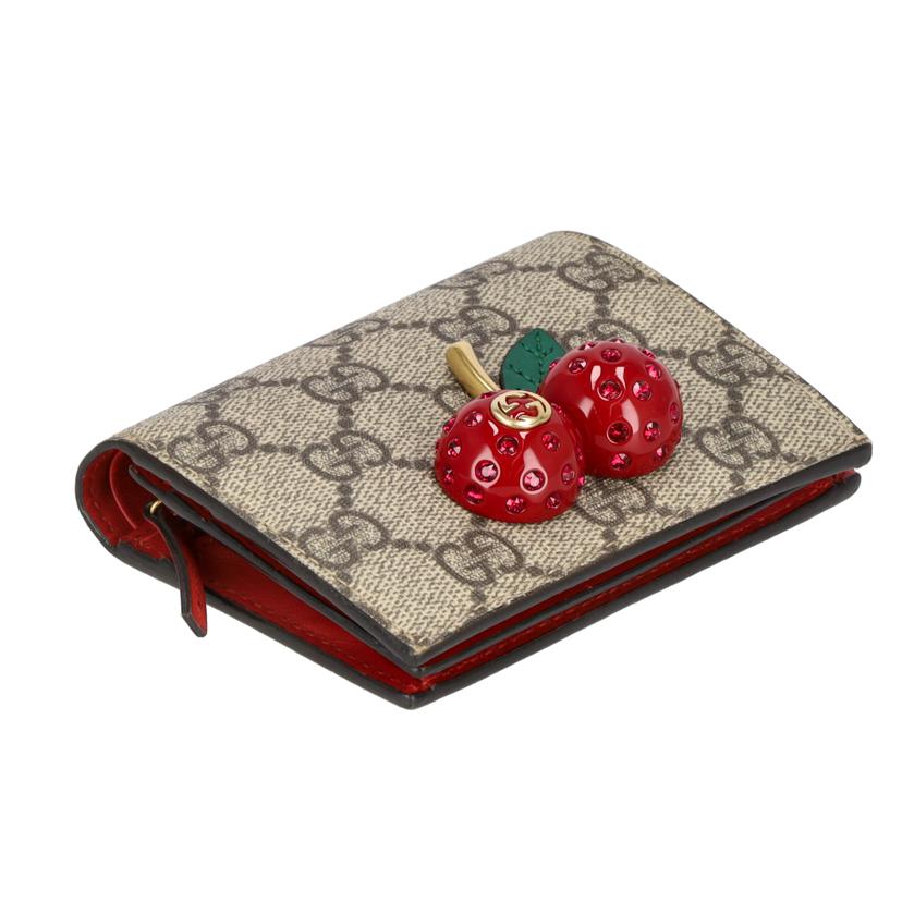 GUCCI グッチ/GGスプリーム コンパクトウォレット チェリー/476050//114*/Aランク/01