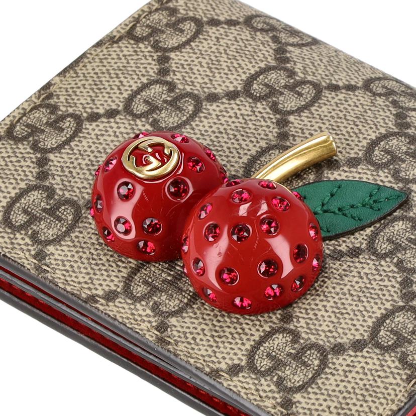 GUCCI グッチ/GGスプリーム コンパクトウォレット チェリー/476050//114*/Aランク/01