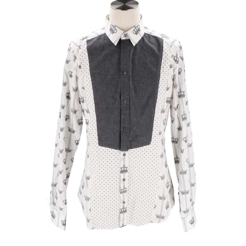 DOLCE&GABBANA ドルチェアンドガッパーナ /柄切替シャツホワイトグレー系//ABランク/37
