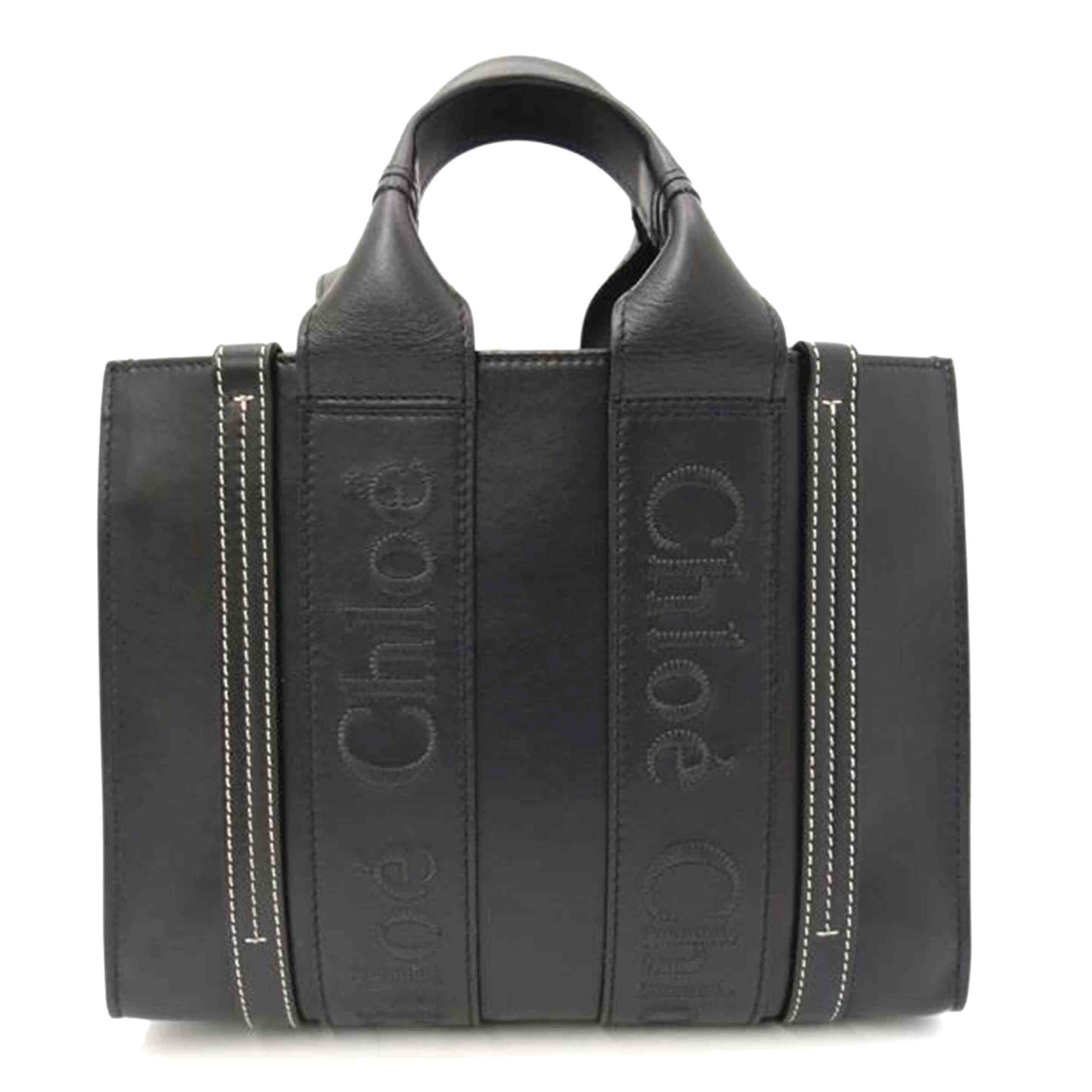 Chloe クロエ/ウッディスモール2wayトート/ブラック//D32***/Aランク/69