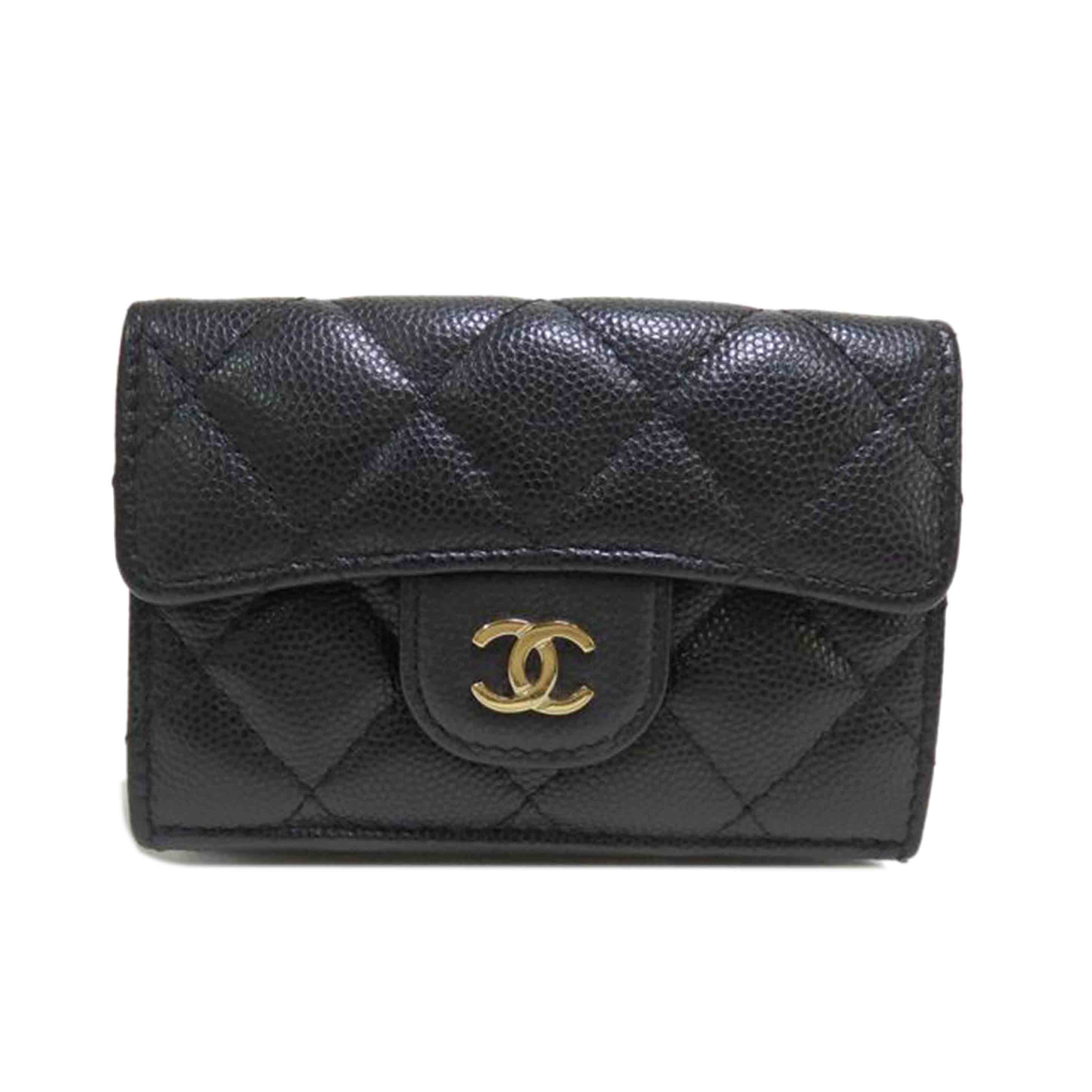 CHANEL/キャビアスキンマトラッセクラシックスモールフラップウォレット /AP0230//319*****/SAランク/84