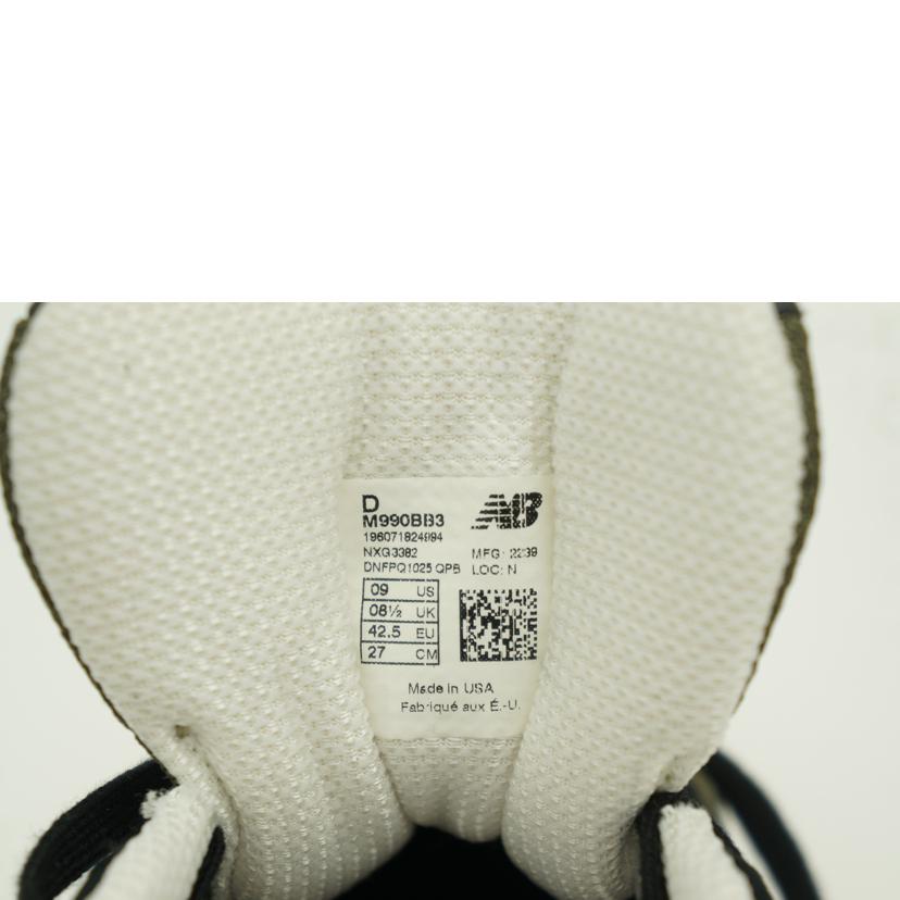 new balance ニューバランス/990V3/ブラックタン/M990BB3//SAランク/75