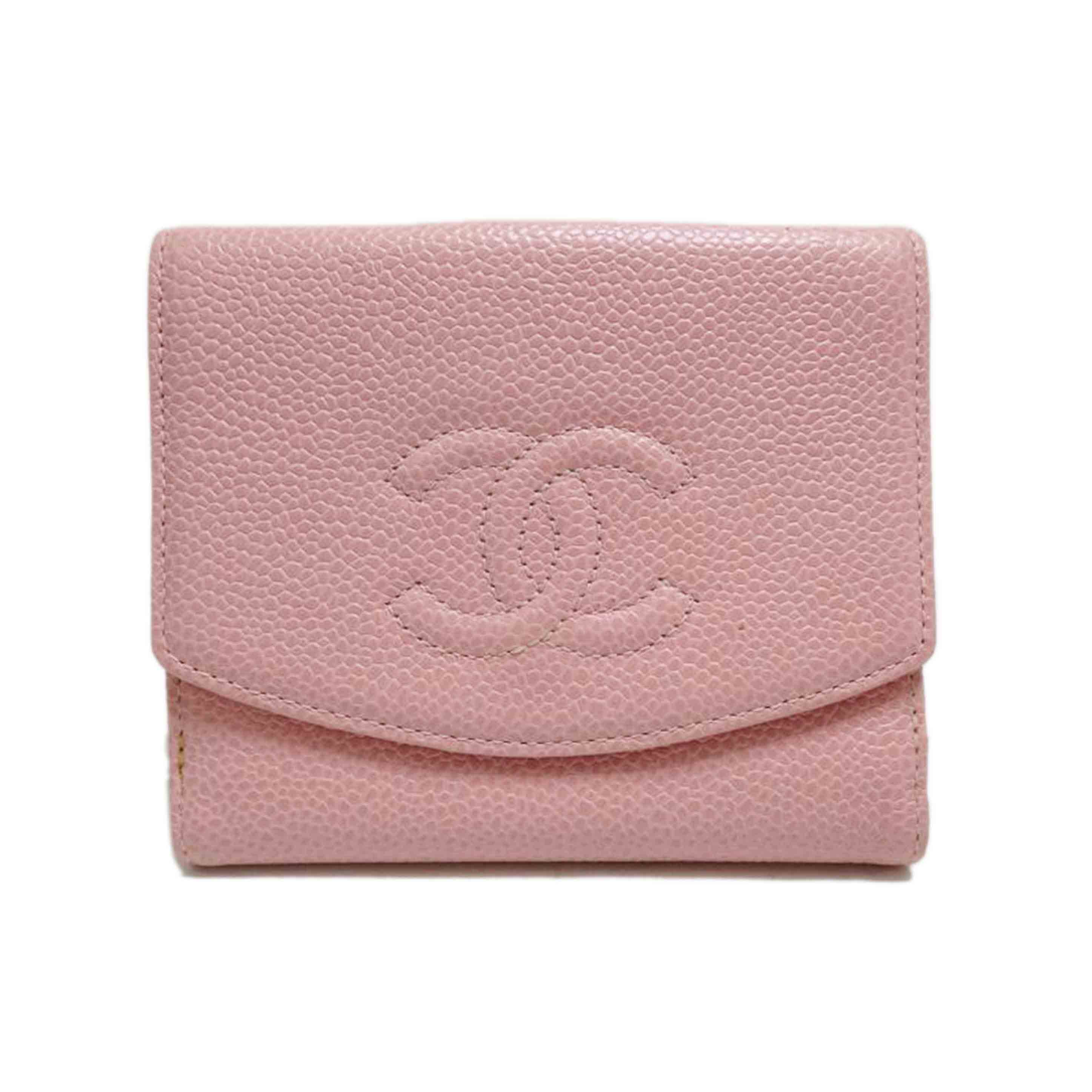 CHANEL/マトラッセキャビアスキンダブルホック財布/ピンク/A13496//920****/ABランク/84