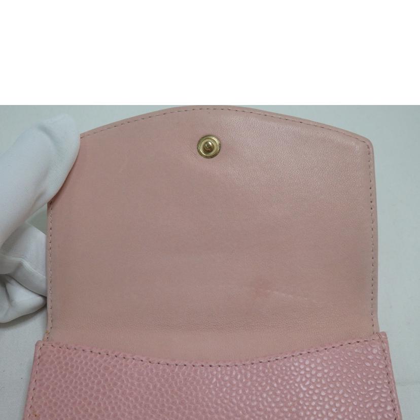 CHANEL/マトラッセキャビアスキンダブルホック財布/ピンク/A13496//920****/ABランク/84