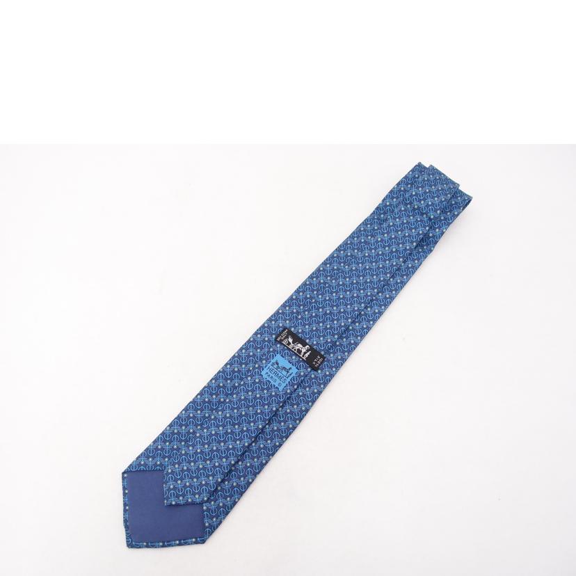 HERMES エルメス シルク100% 青 メンズ/ネクタイ/ブルー//Aランク/69