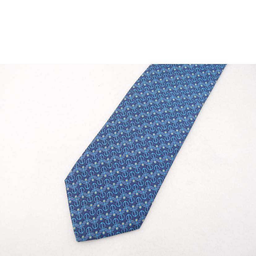 HERMES エルメス シルク100% 青 メンズ/ネクタイ/ブルー//Aランク/69
