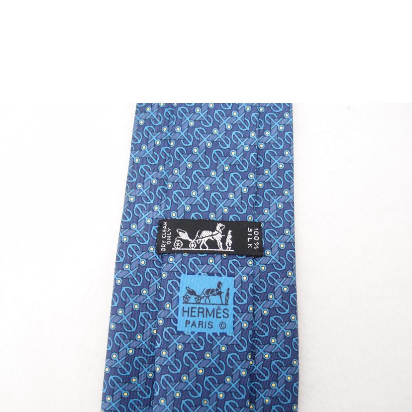 HERMES エルメス シルク100% 青 メンズ/ネクタイ/ブルー//Aランク/69