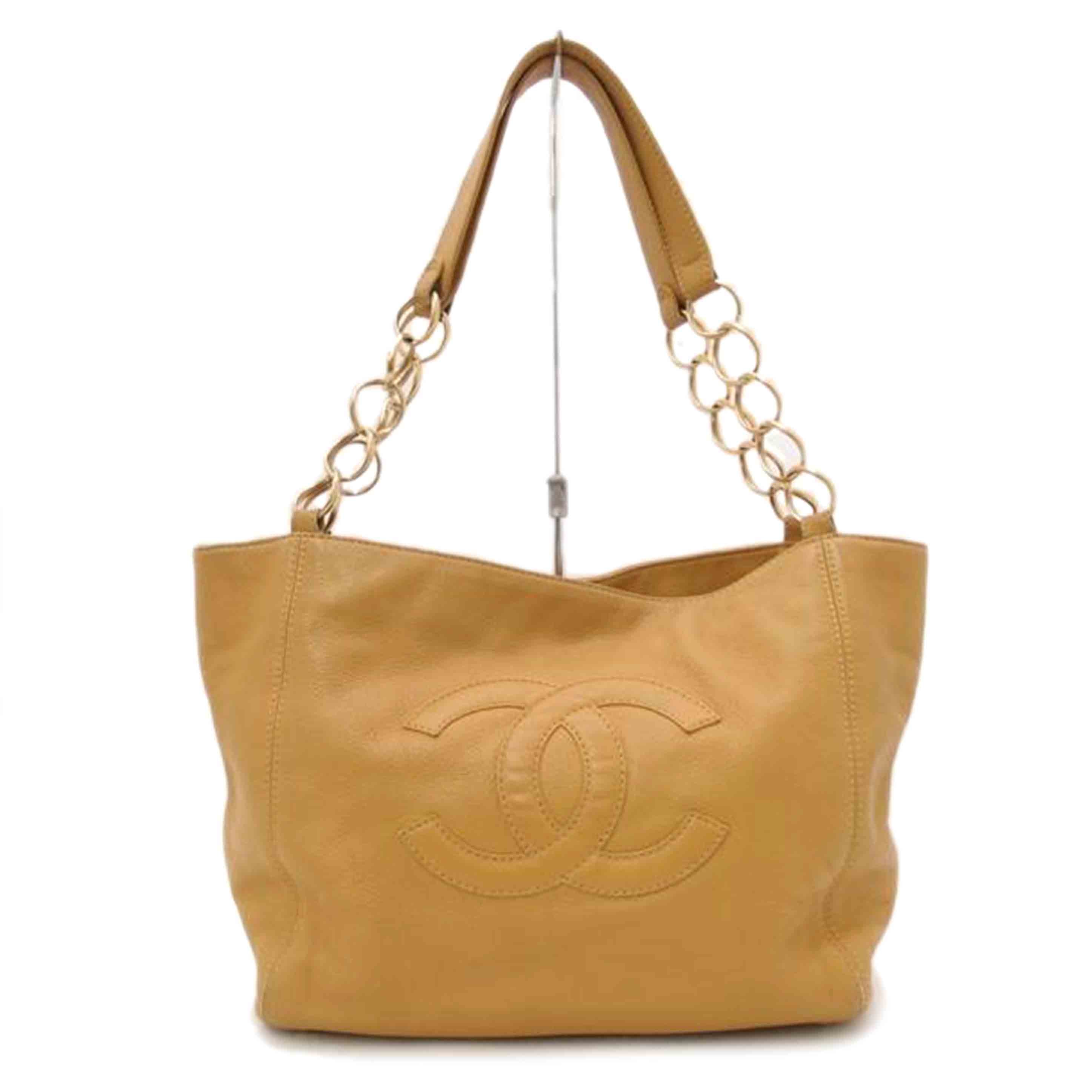 CHANEL シャネル トートバッグ ショルダーバッグ ハンドバッグ 肩掛け 茶 レディース ゴールド金具/キャビアスキン チェーントート/キャメル//880****/Bランク/69