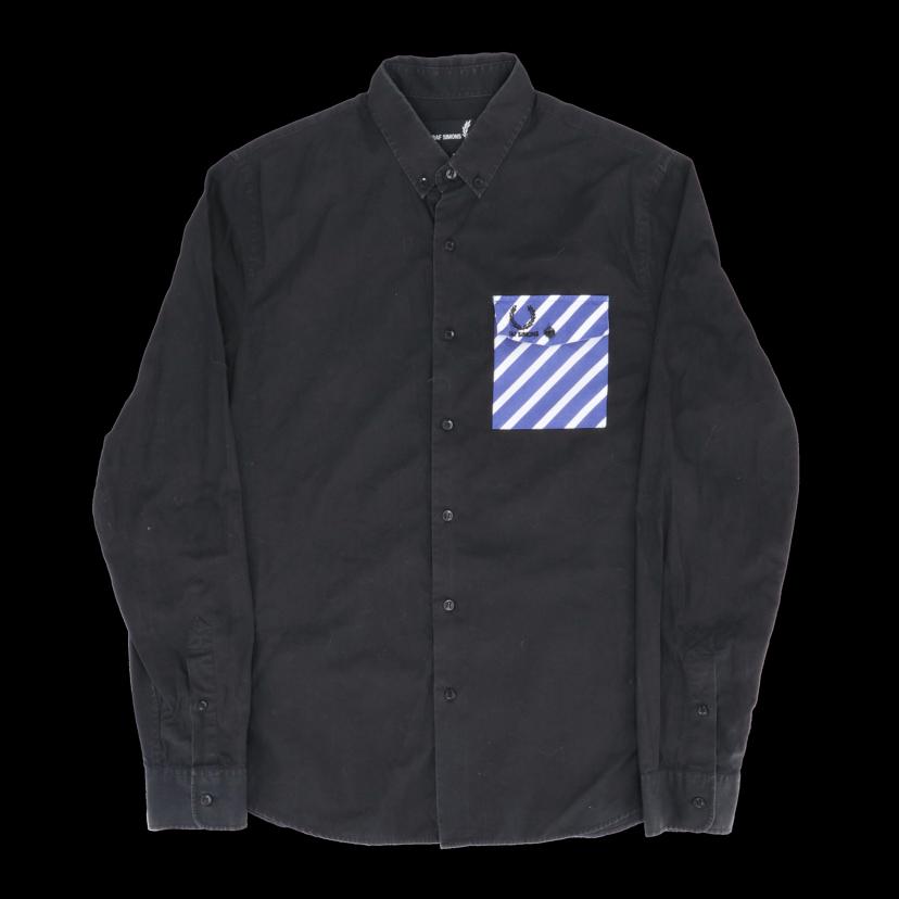 RAFSIMONS ラフシモンズ/xFREDPERRY/ストライプパッチボタンダウンシャツ/14AW/入手困難/希少//ABランク/24