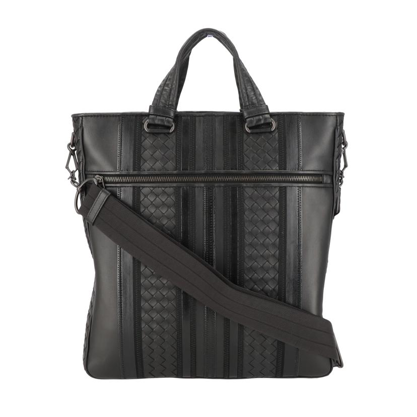 BOTTEGA VENETA/イントレチャートテックストライプ2Wayトート/ブラック//Aランク/75