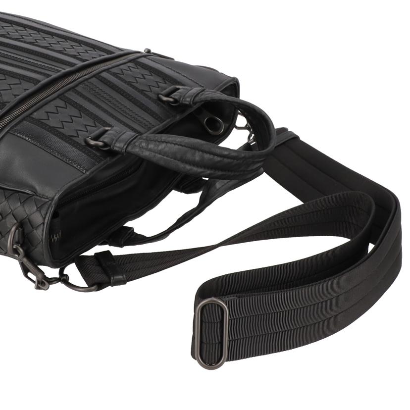 BOTTEGA VENETA/イントレチャートテックストライプ2Wayトート/ブラック//Aランク/75