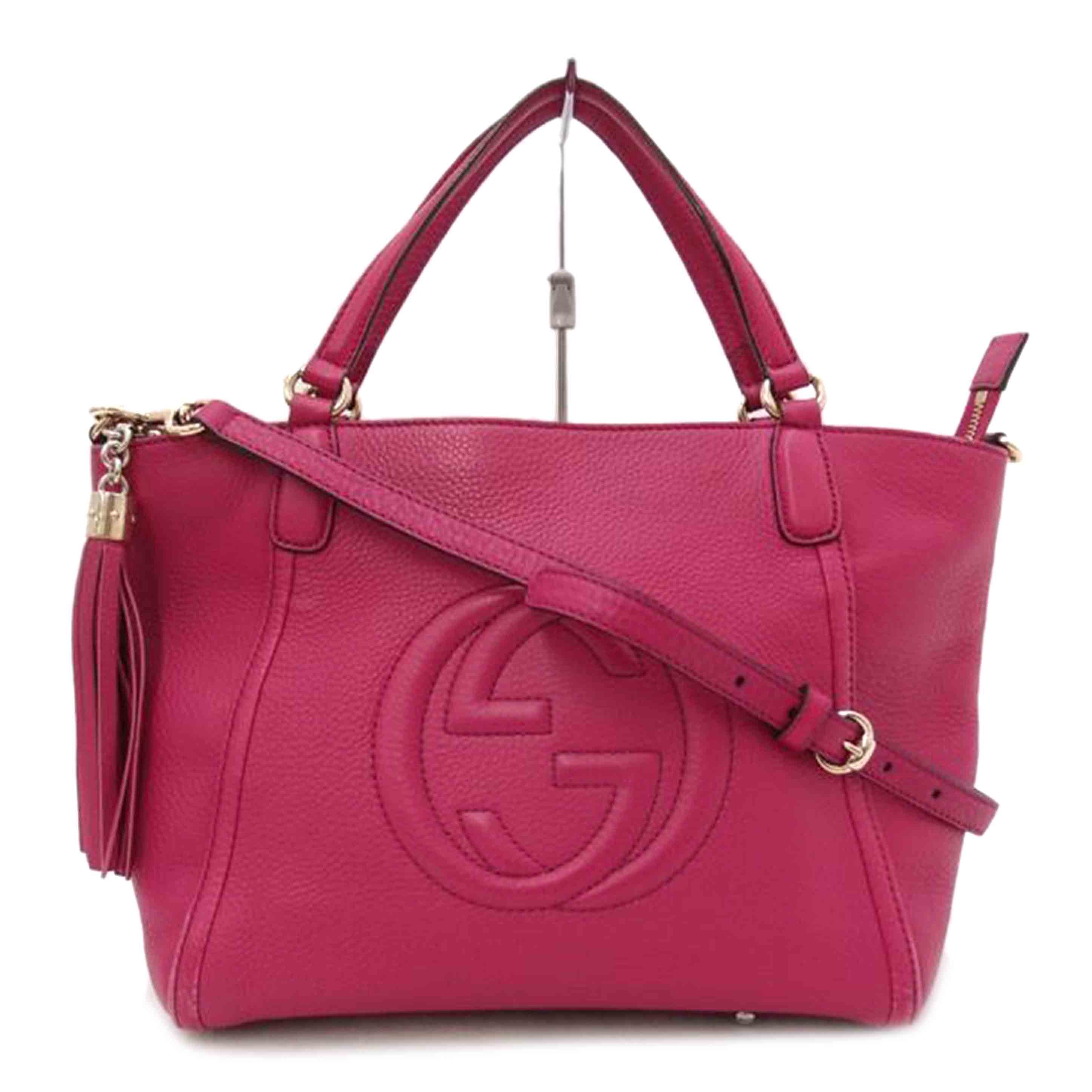 GUCCI グッチ ハンドバッグ トートバッグ ショルダーバッグ フリンジ 斜め掛け 肩掛け レディース ゴールド金具/インターロッキングGソーホー2wayトート/ピンク/369176//495***/ABランク/69