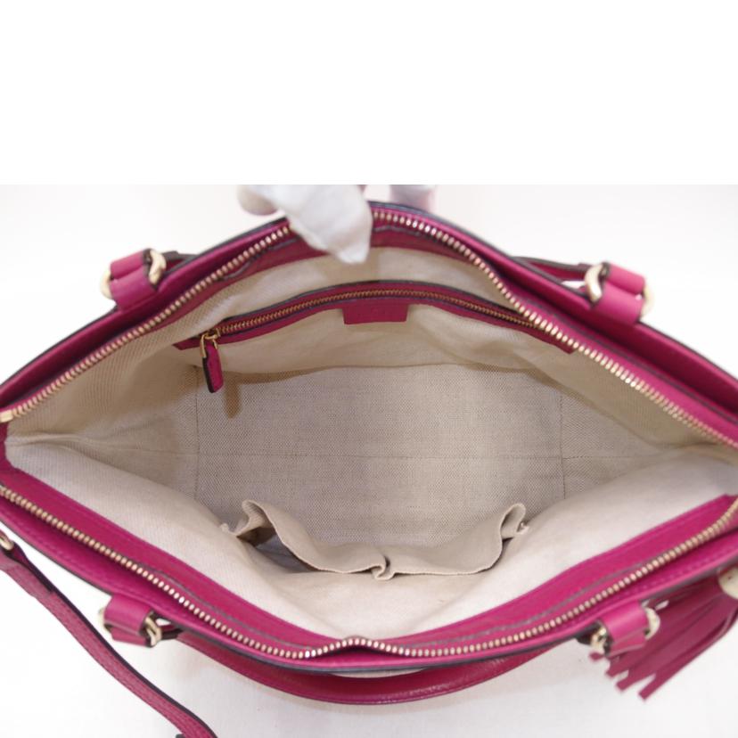GUCCI グッチ ハンドバッグ トートバッグ ショルダーバッグ フリンジ 斜め掛け 肩掛け レディース ゴールド金具/インターロッキングGソーホー2wayトート/ピンク/369176//495***/ABランク/69