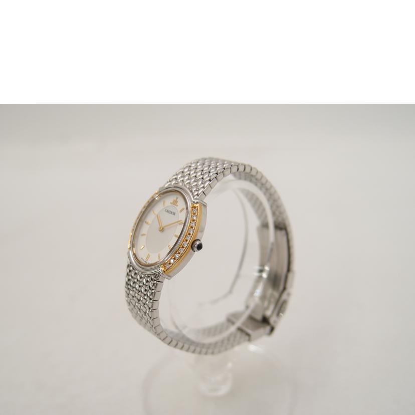 SEIKO セイコー 18KT×SS シェル文字盤 腕時計 5A70-0AT0/CREDOR・ダイヤベゼル/レディース/クオーツ/GSWE942//190***/Aランク/69