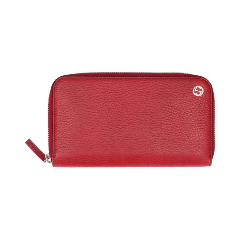 GUCCI グッチ/インターロッキングラウンドファスナー長財布/レッド/449347//218*/ABランク/75