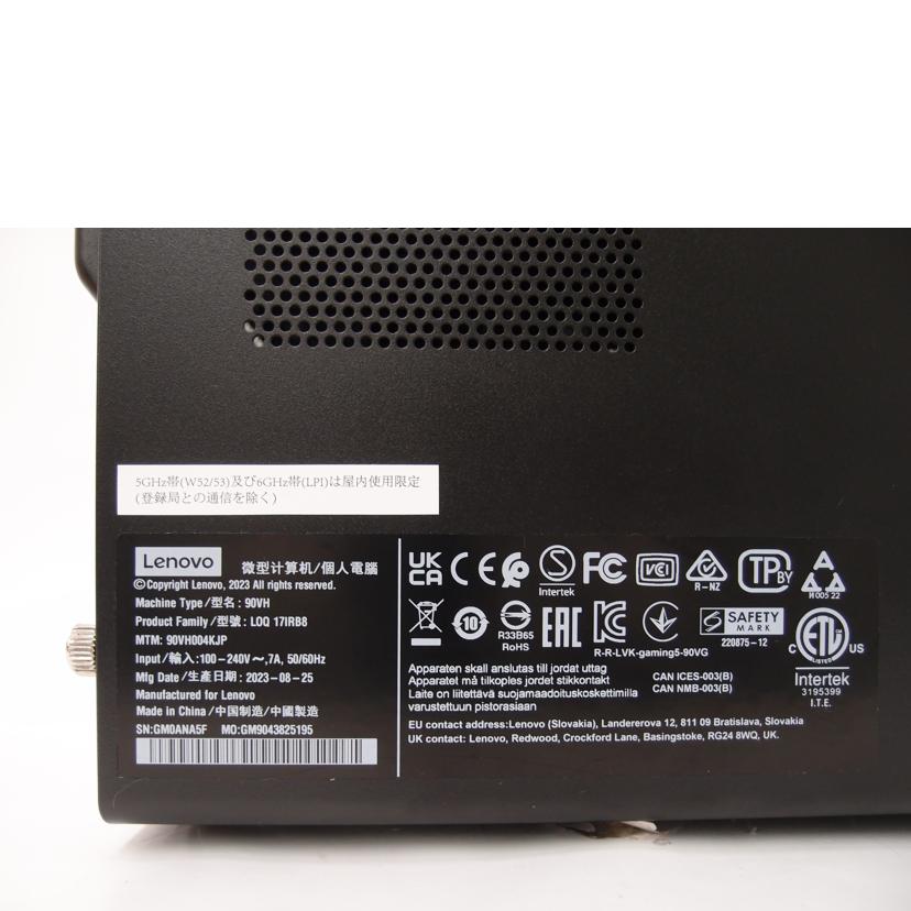 Lenovo レノボ/Lenovo LOQ Tower 17IRB8 /ゲーミングデスクトップPC/90VH004LJP//GM0ANA5F/Aランク/69