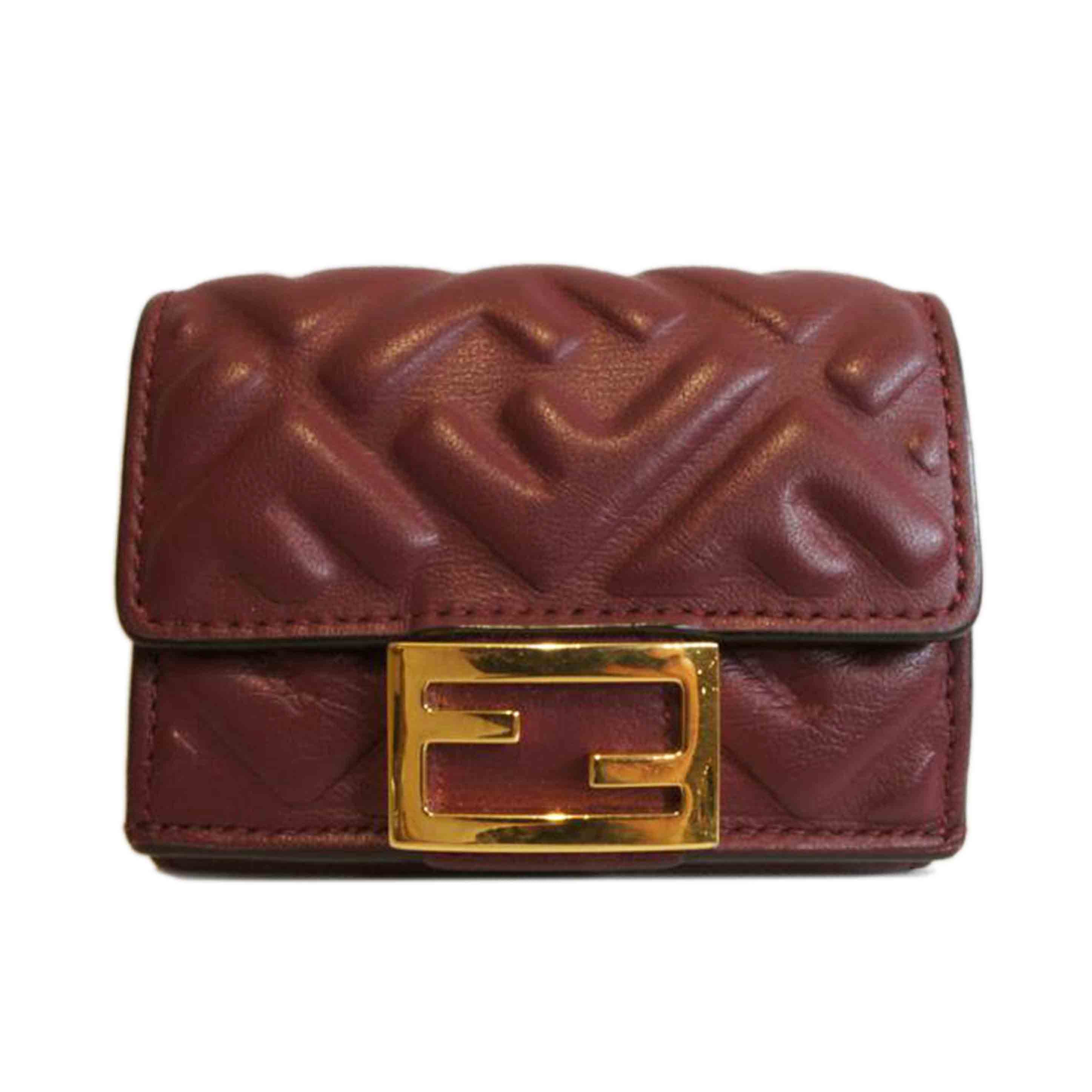 FENDI フェンディ/マイクロウォレットナッパレザーエンボスズッカエンジ//ABランク/92