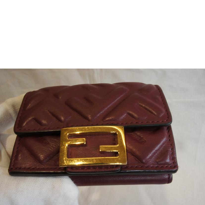 FENDI フェンディ/マイクロウォレットナッパレザーエンボスズッカエンジ//ABランク/92