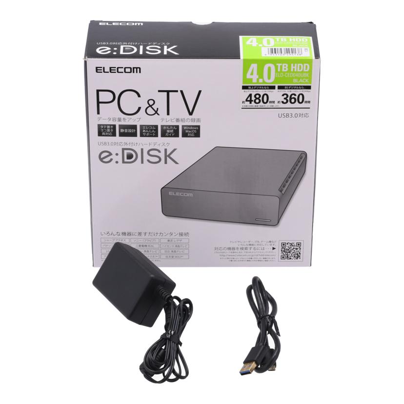 ELECOM エレコム /外付けHDD 4TB/ELD-CED040UBK//37C000000243/Bランク/82