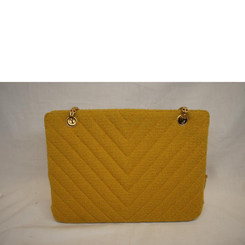 CHANEL シャネル/Vステッチキルティングウールチェーンショルダーイエロー//372****/ABランク/92