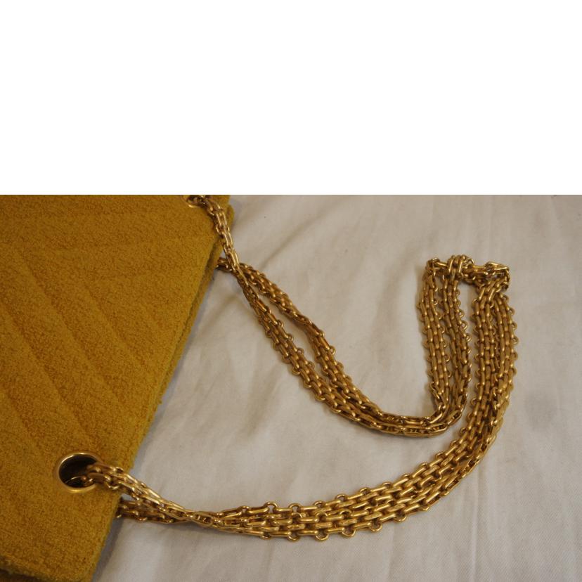 CHANEL シャネル/Vステッチキルティングウールチェーンショルダーイエロー//372****/ABランク/92