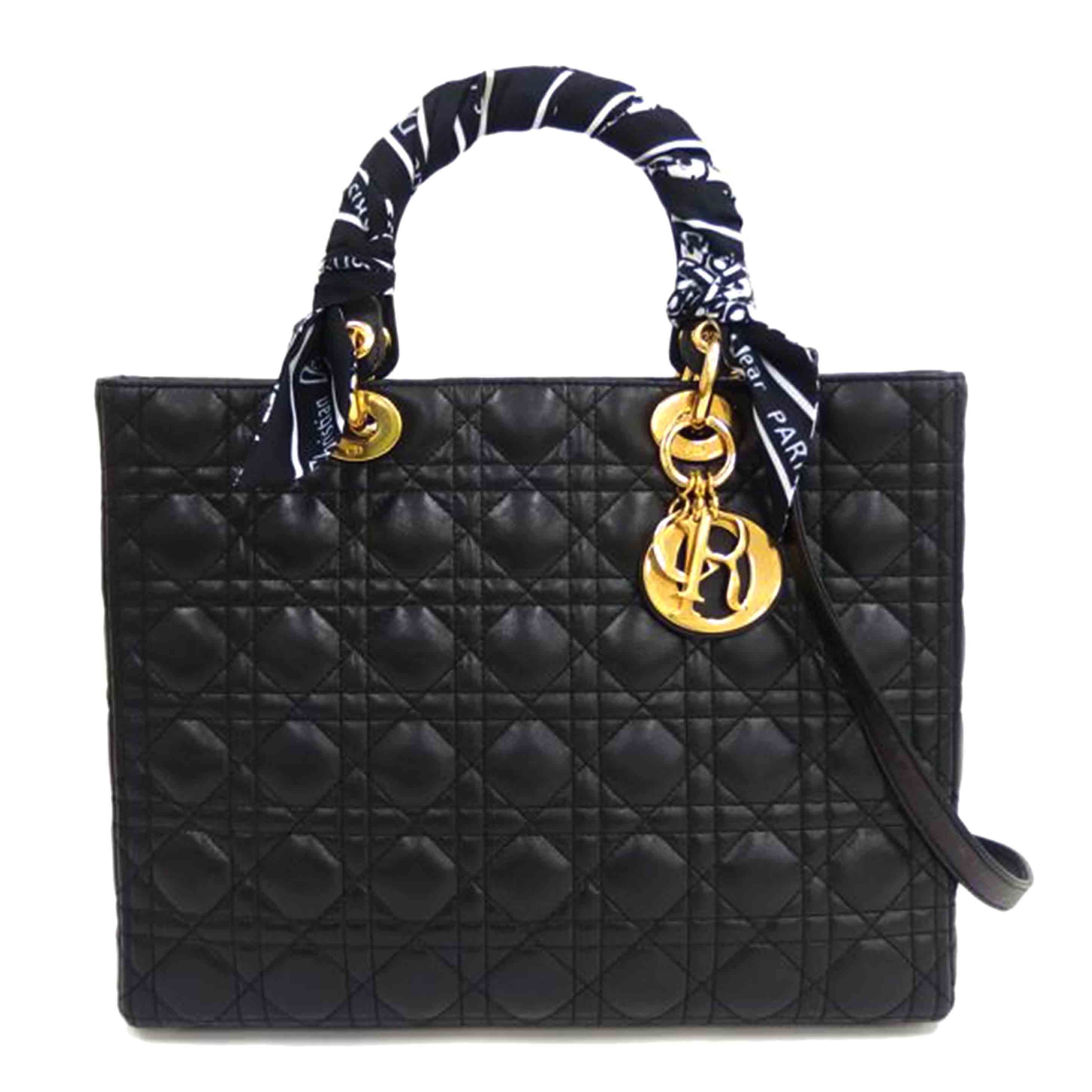 DIOR ディオール/レディーディオールラージ/カナージュ2WAY黒//ABランク/82