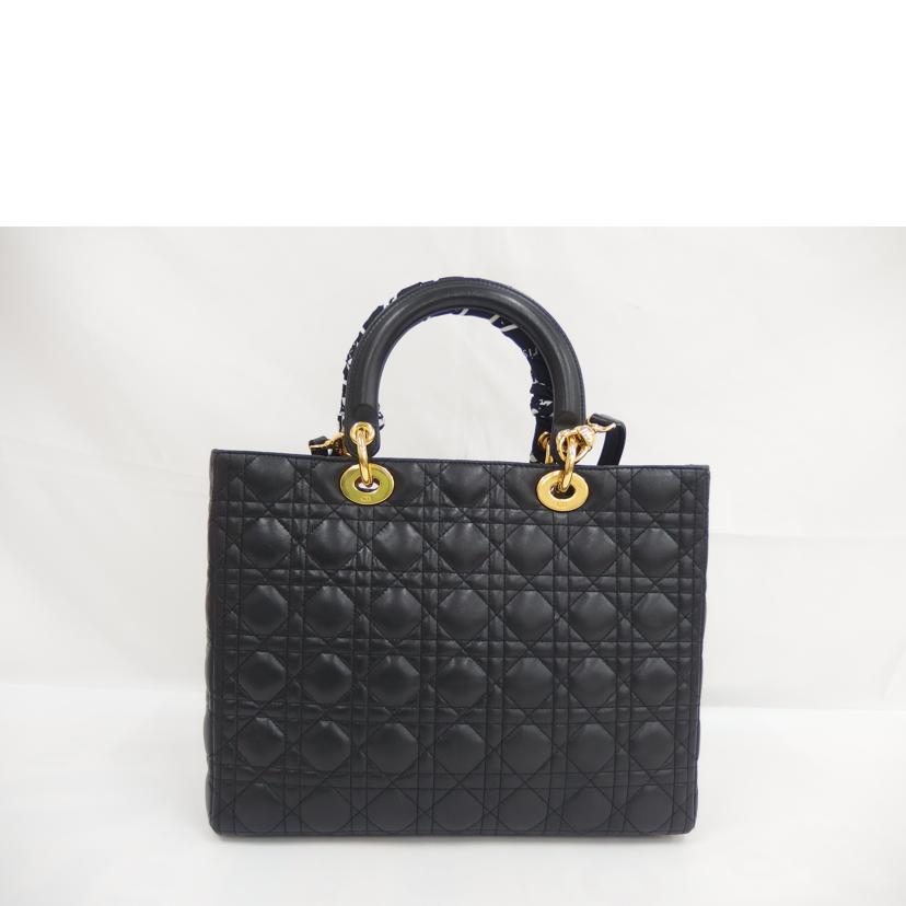 DIOR ディオール/レディーディオールラージ/カナージュ2WAY黒//ABランク/82